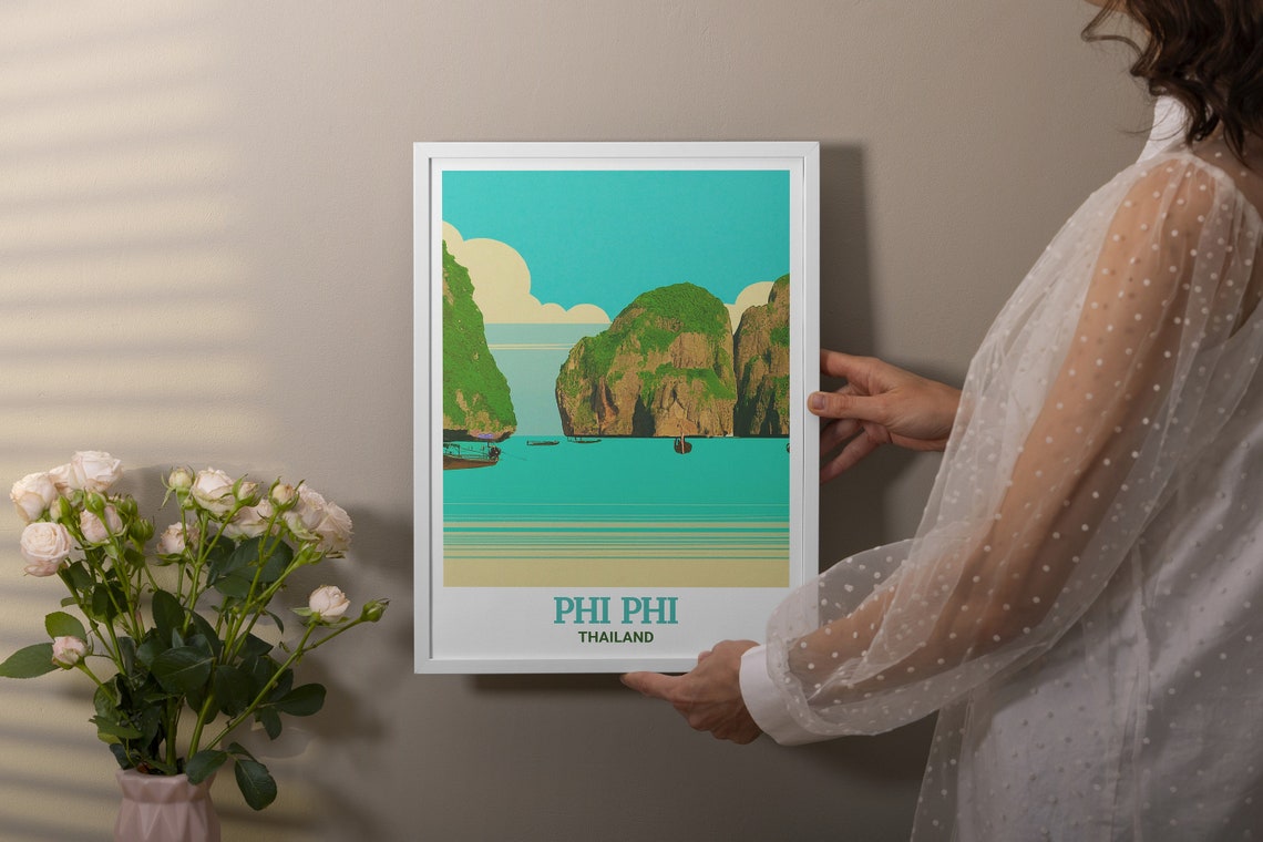 Phi Phi Islands Maya Bay Limestone Cliffs Thailand Travel Poster - Image 3