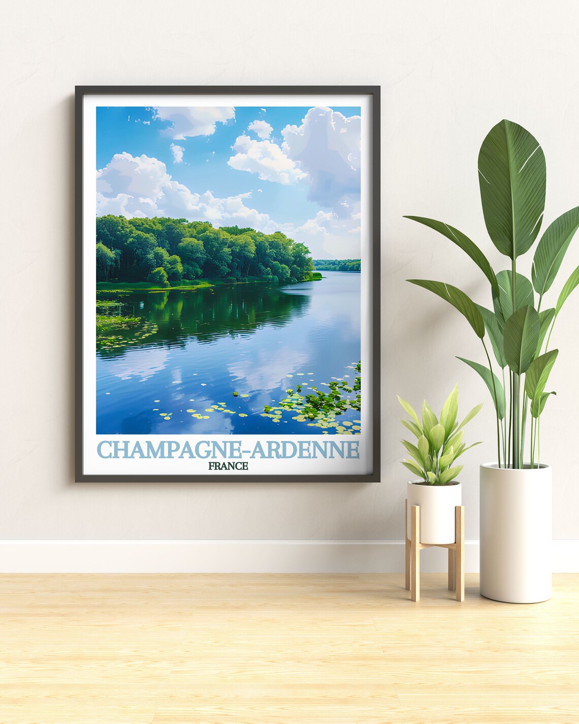 Champagne-Ardenne France Mirror Lake Forest Reflection Poster - Image 2