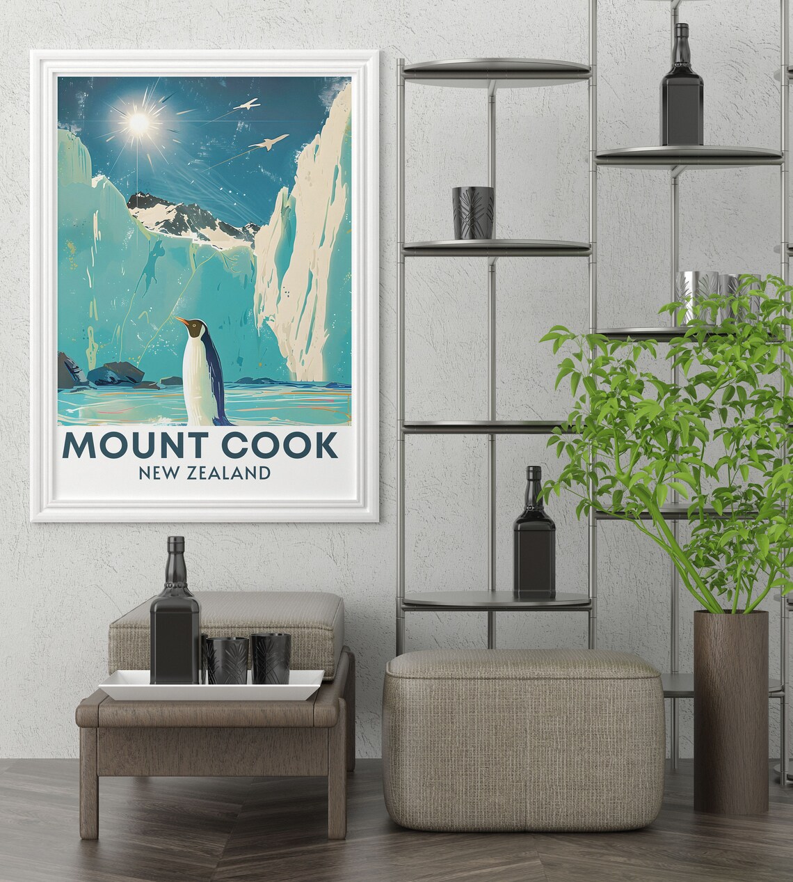 Tasman Glacier Penguin at Mount Cook New Zealand Travel Poster - Image 3