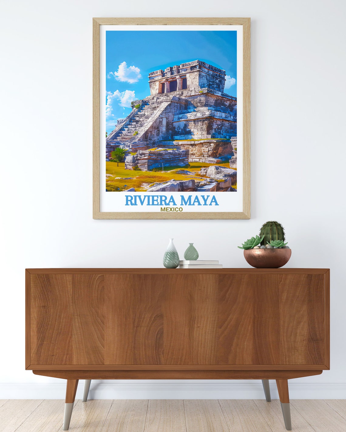Riviera Maya Ancient Mayan Pyramid in Bright Sunlight Poster - Image 3