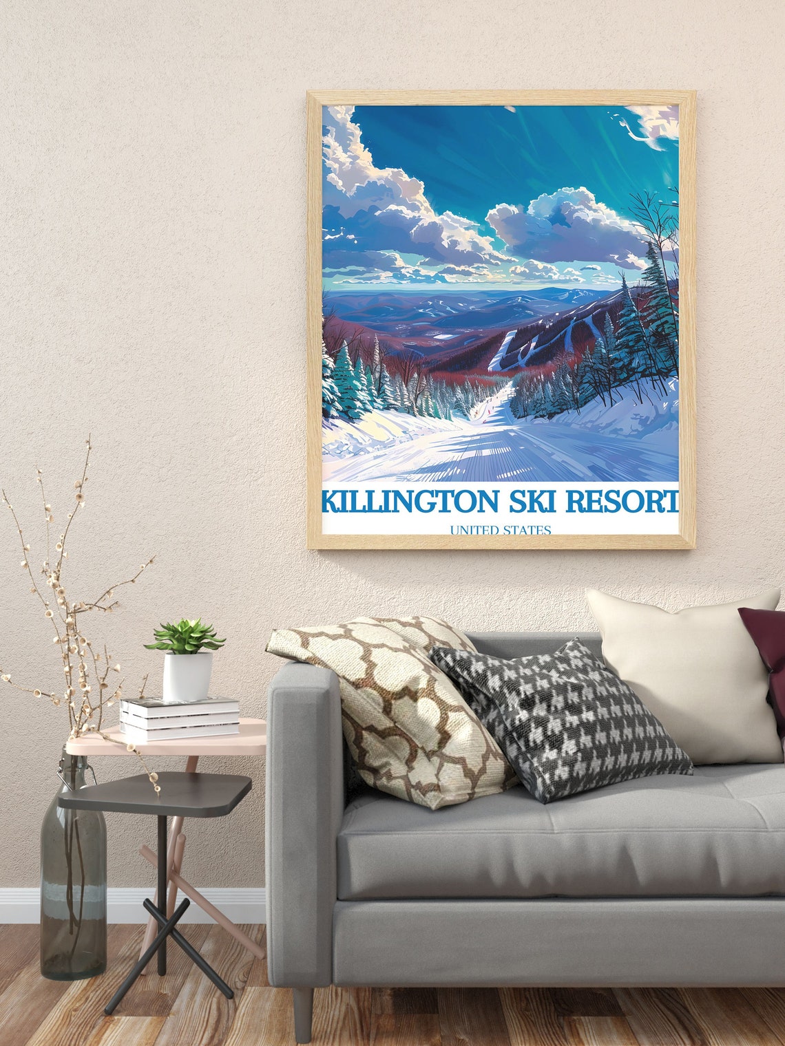 Killington Ski Resort Winding Forest Trail Snow Day Scene Poster - Image 3
