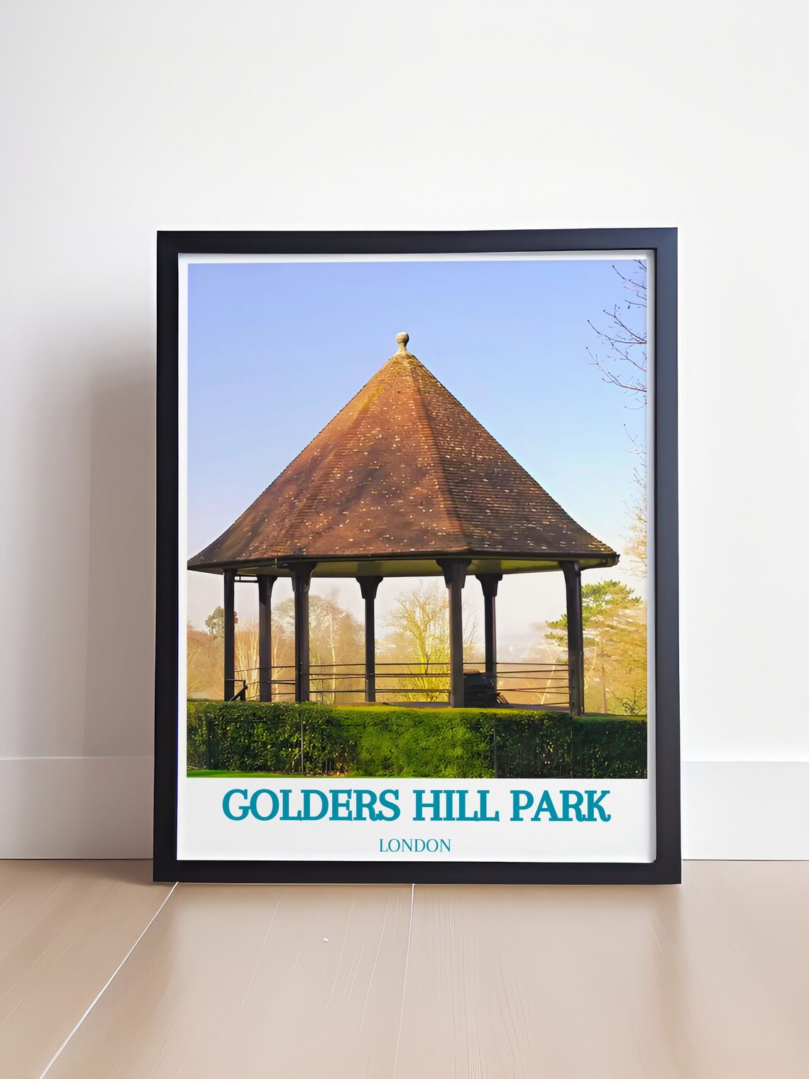 Golders Hill Park London Bandstand Garden Sunny Travel Poster - Image 4