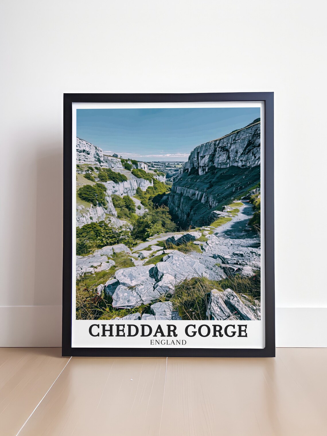 Cheddar Gorge England Limestone Pavement Rocky Trail Travel Poster - Image 4