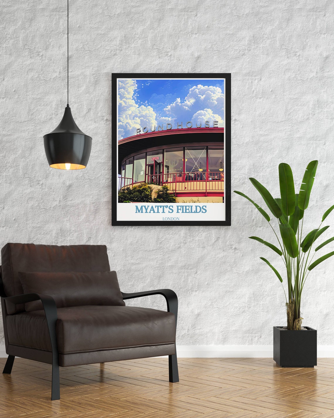 Myatt's Fields London Round House Cafe Art Deco Travel Poster - Image 2