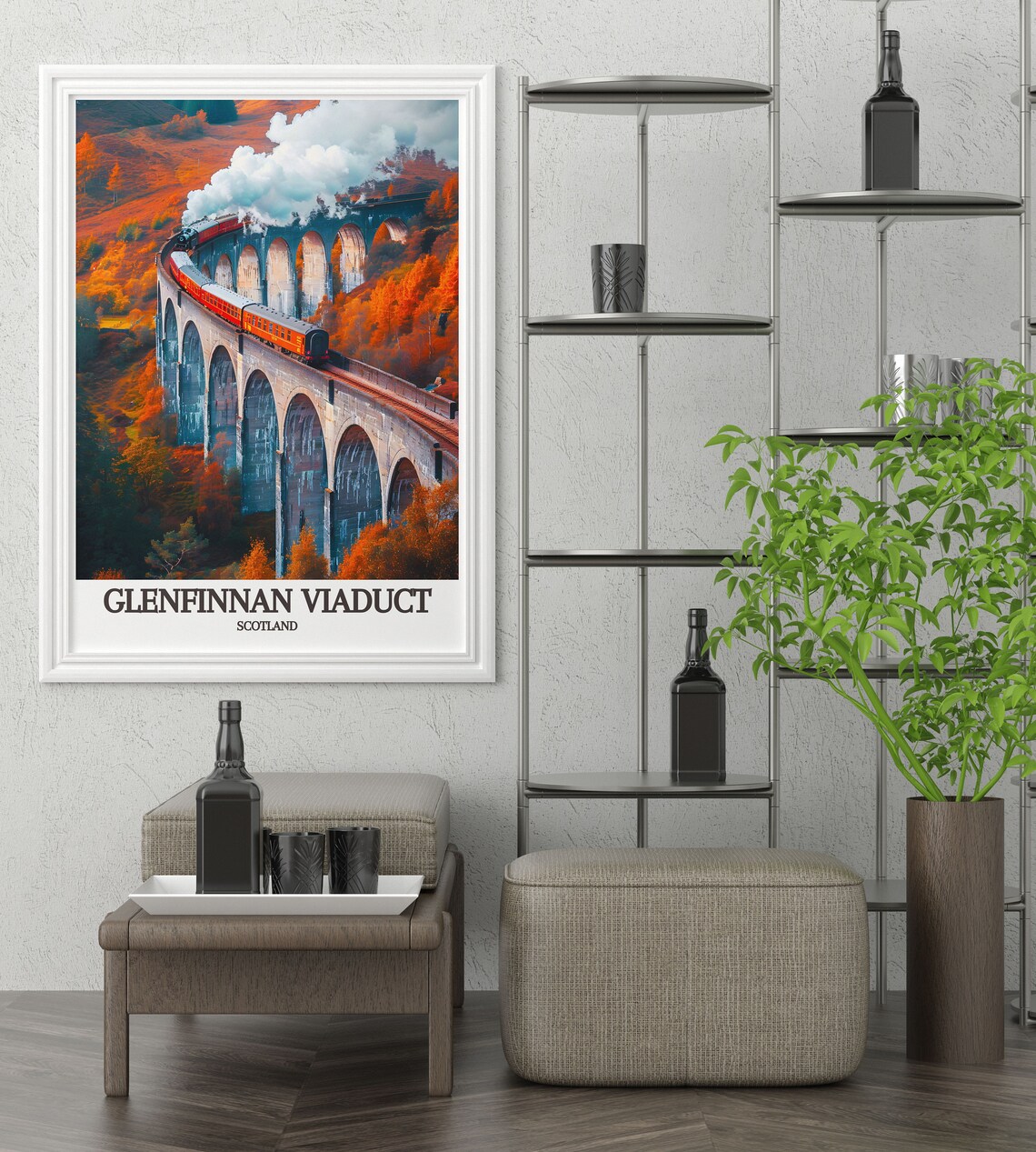 Glenfinnan Viaduct Scotland Steam Train Crossing In Autumn Poster - Image 3
