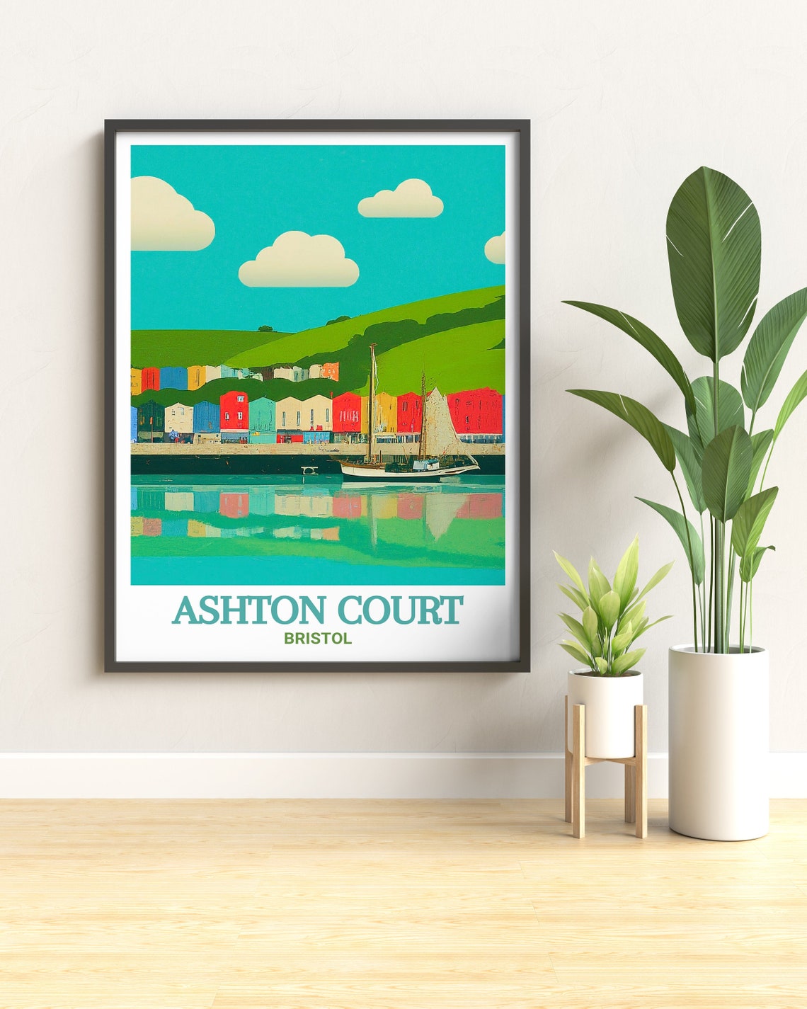Ashton Court Bristol Colourful Harbour Sailing Boats Scene Poster - Image 2