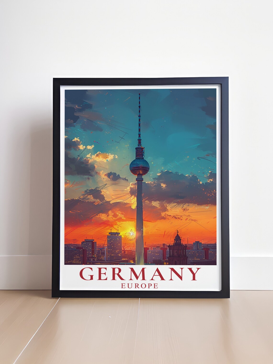 Berlin Fernsehturm TV Tower Sunset Skyline Germany Travel Poster - Image 4