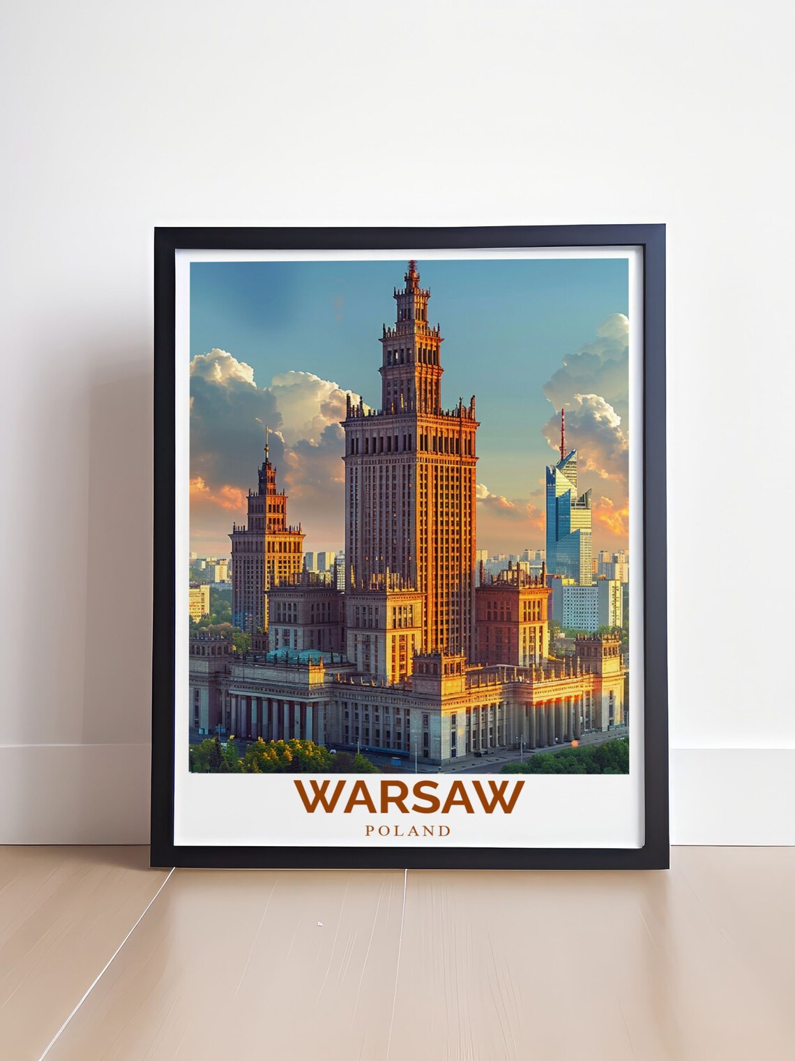 Warsaw Palace of Culture and Science Sunset View Travel Poster - Image 4