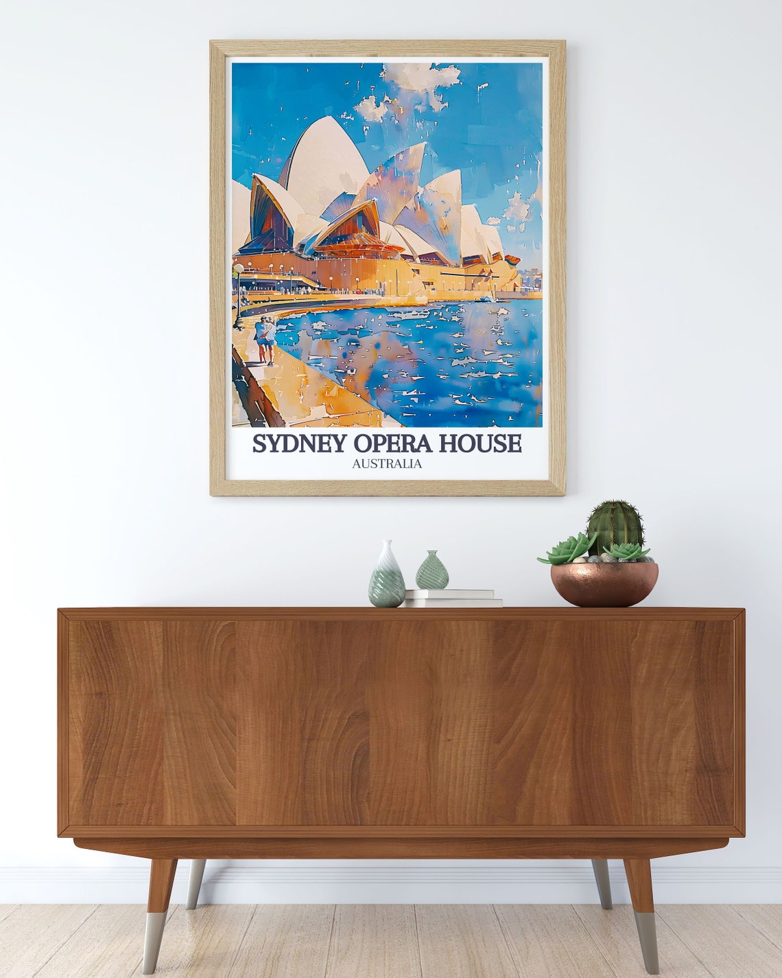 Sydney Opera House Circular Quay Harbour Watercolor Day View Poster - Image 3