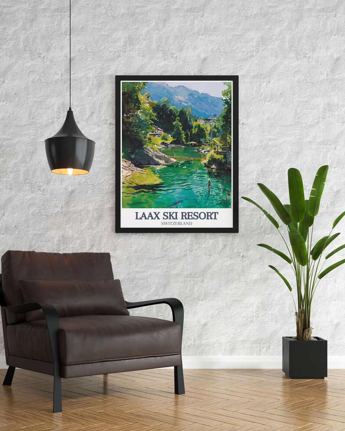 Laax Ski Resort Lake Cauma Emerald Swimming Summer Alpine Poster - Image 3