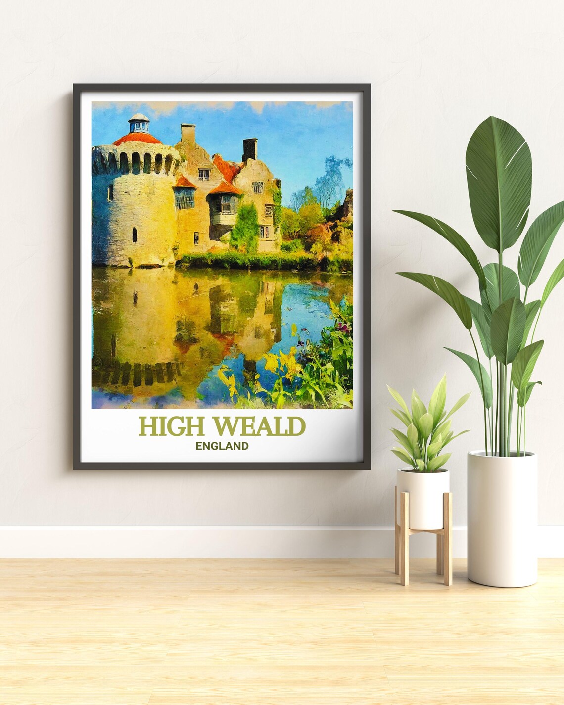 High Weald England Castle Moat Reflections Garden Travel Poster - Image 2
