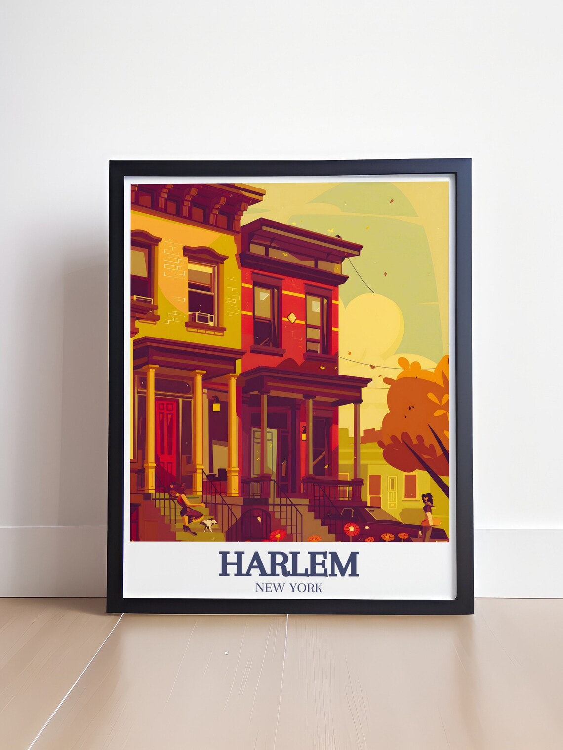 East Harlem Brownstone Row Houses in Golden Light Travel Poster - Image 4