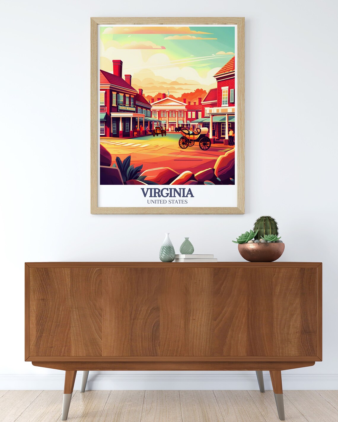 Virginia Colonial Street Horse Carriage Historic Town Scene Poster - Image 2