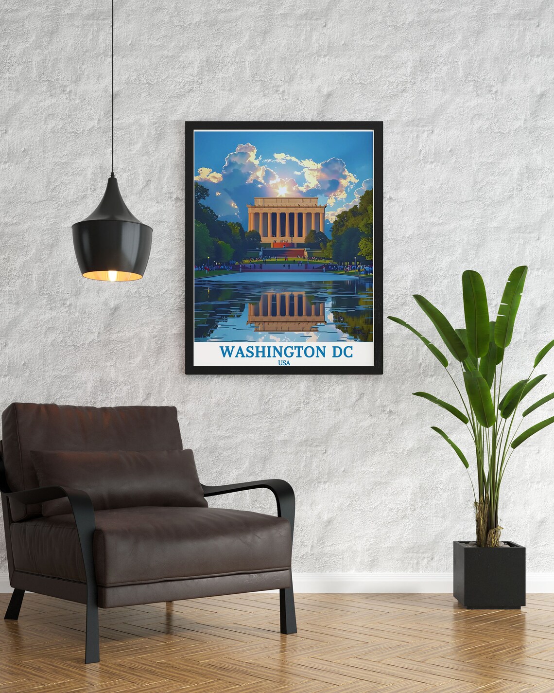 Washington DC Lincoln Memorial Reflecting Pool Sunset Art Poster - Image 3