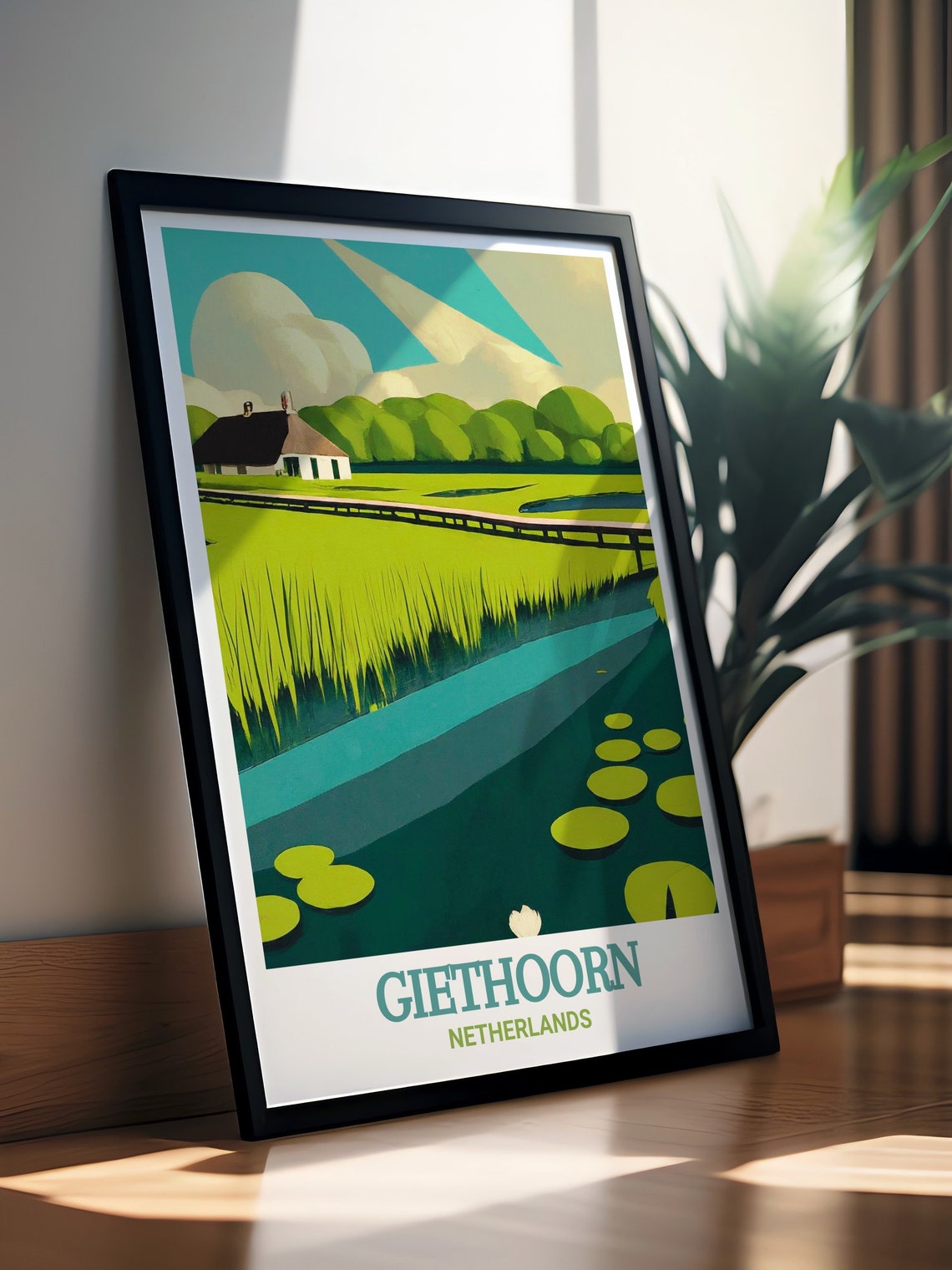 Giethoorn Travel Art Collection Weerribbenwieden National Park Posters Online Weerribbenwieden National Park Retro Posters - Image 2