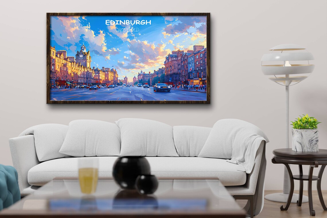 Edinburgh Scotland Royal Mile Street Sunset Cityscape Travel Poster - Image 3