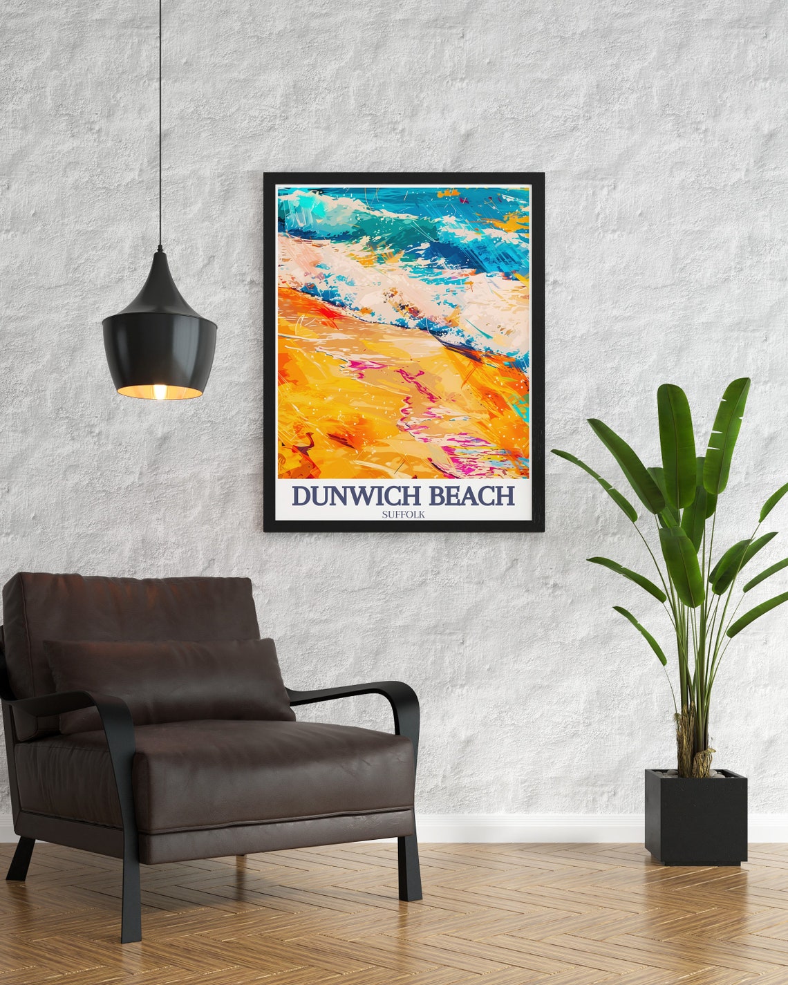 Dunwich Beach Suffolk Abstract Ocean Waves Colorful Art Poster - Image 3