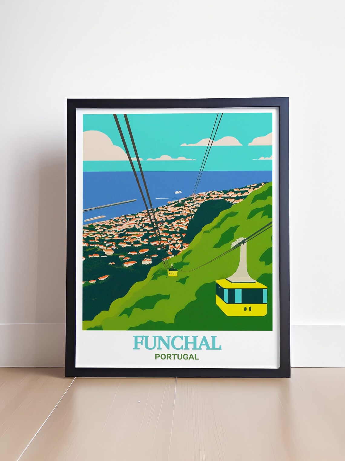 Funchal Cable Car Over The Bay Madeira Portugal Retro Travel Poster - Image 4