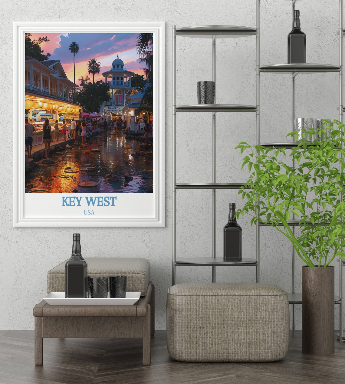 Key West Mallory Square Sunset Crowd Waterfront Florida Poster - Image 2