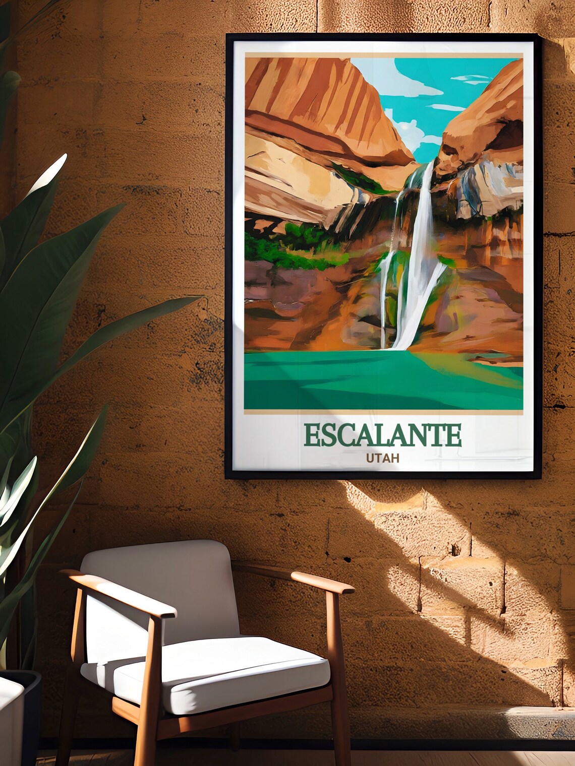 Escalante Utah Calf Creek Falls Desert Waterfall Vintage Travel Poster - Image 2