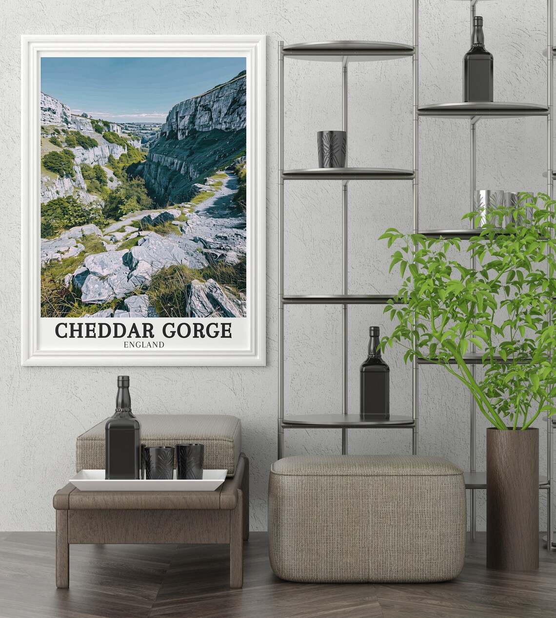 Cheddar Gorge England Limestone Pavement Rocky Trail Travel Poster - Image 3