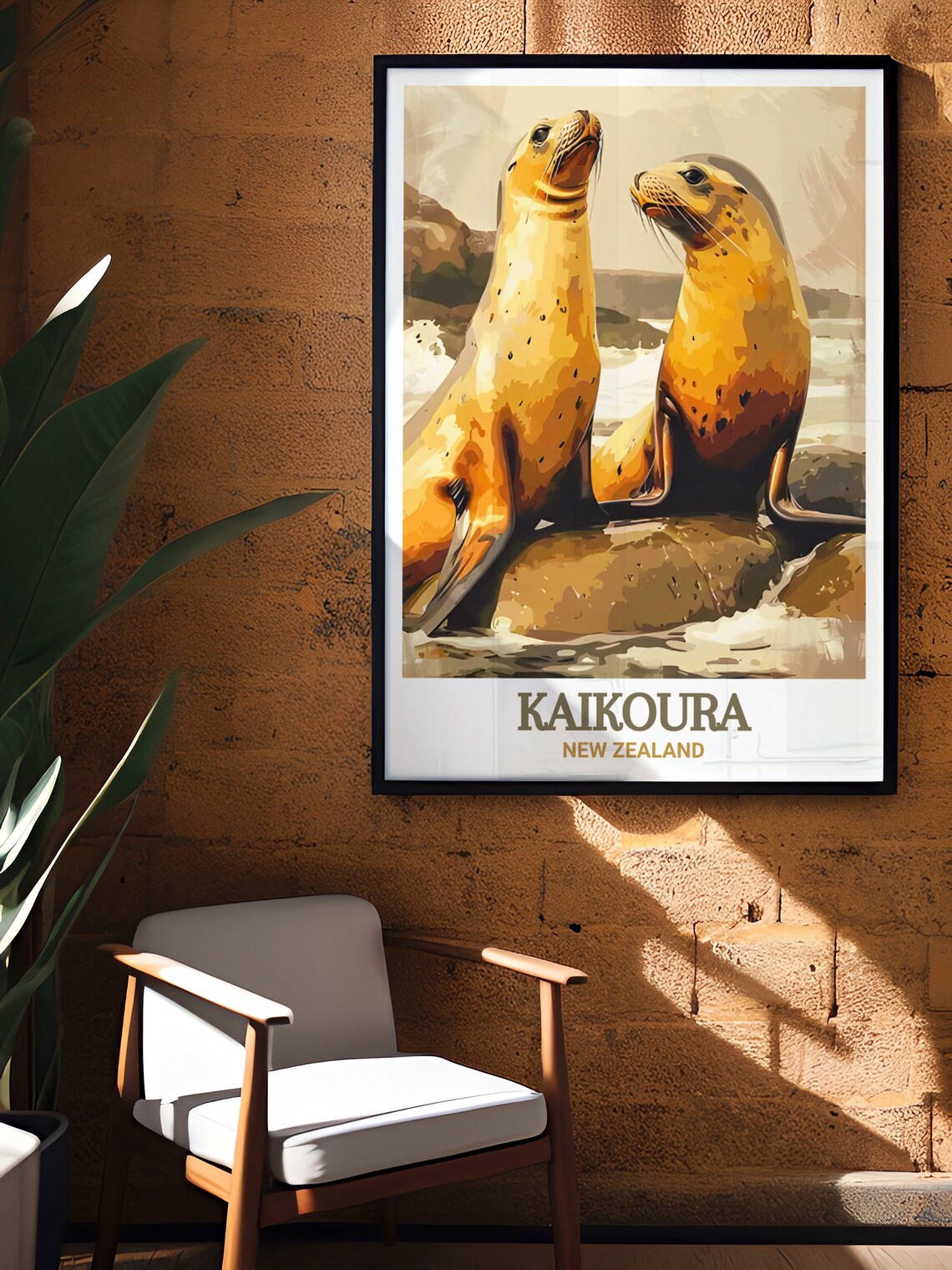 Kaikoura Point Kean Seals Golden Light New Zealand Wildlife Poster - Image 3