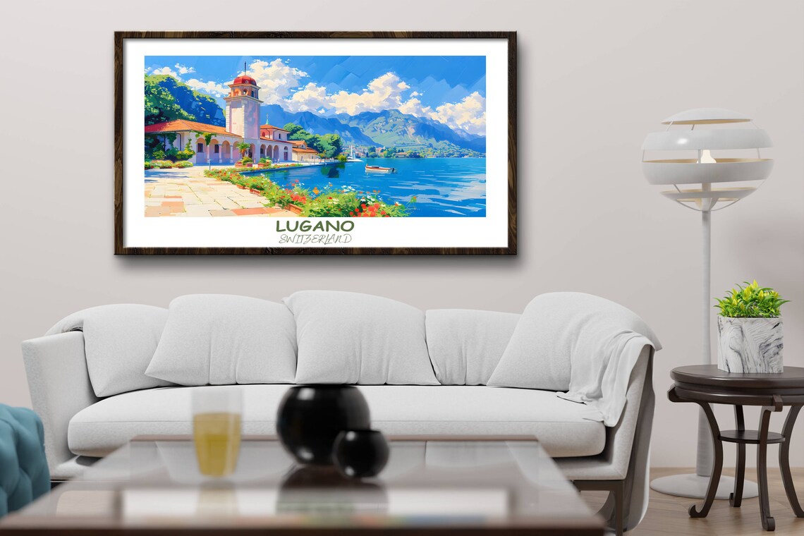 Lugano Switzerland Lakefront Promenade Alpine Lake View Poster - Image 2
