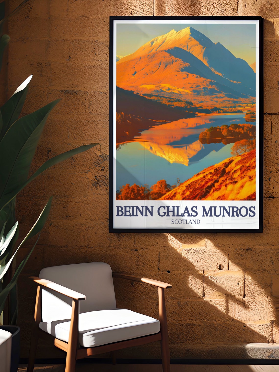 Beinn Ghlas Munros Golden Mountain Reflection Scotland Wall Art - Image 2