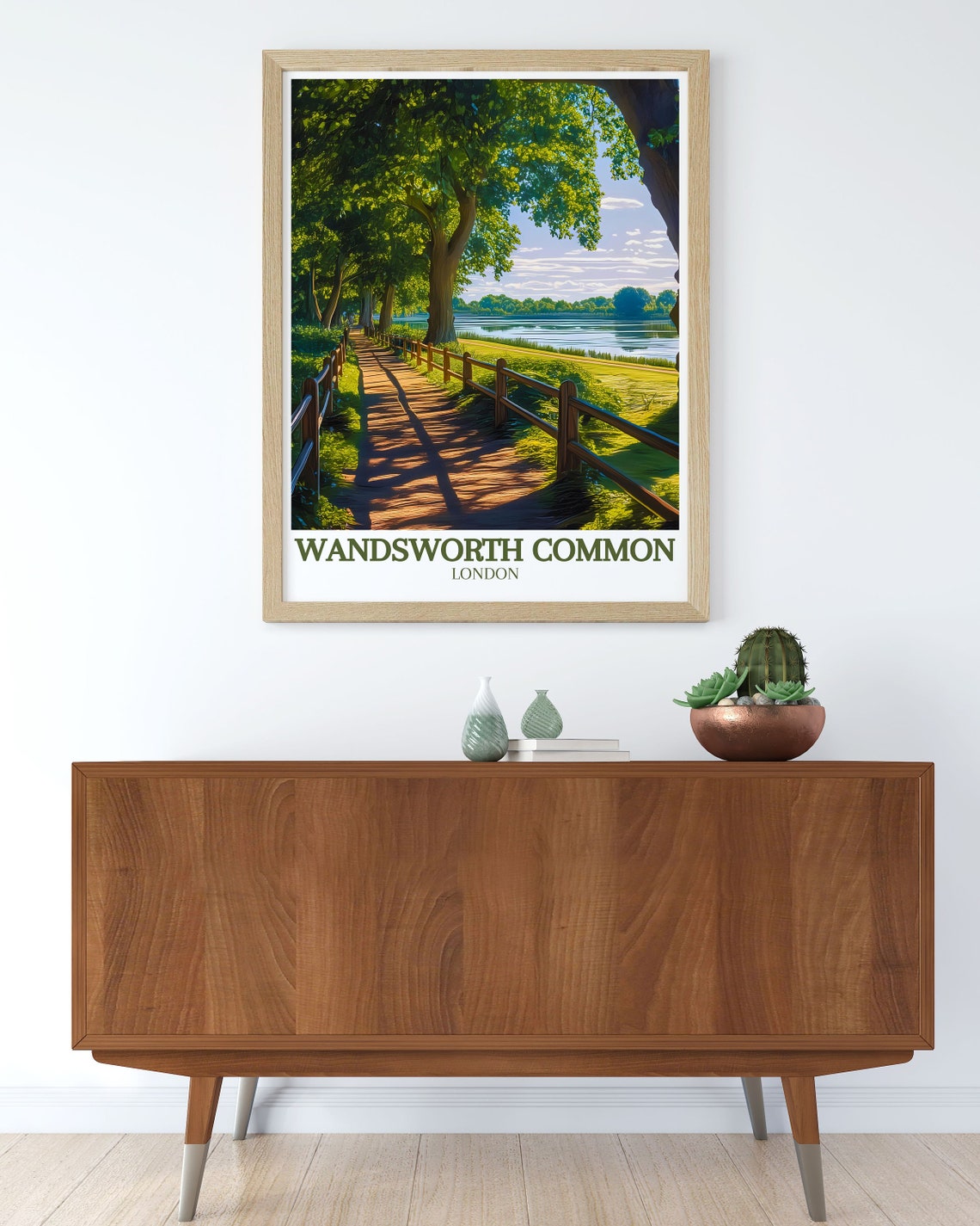 Wandsworth Common London Tree Lined Lake Path Walk Travel Poster - Image 2