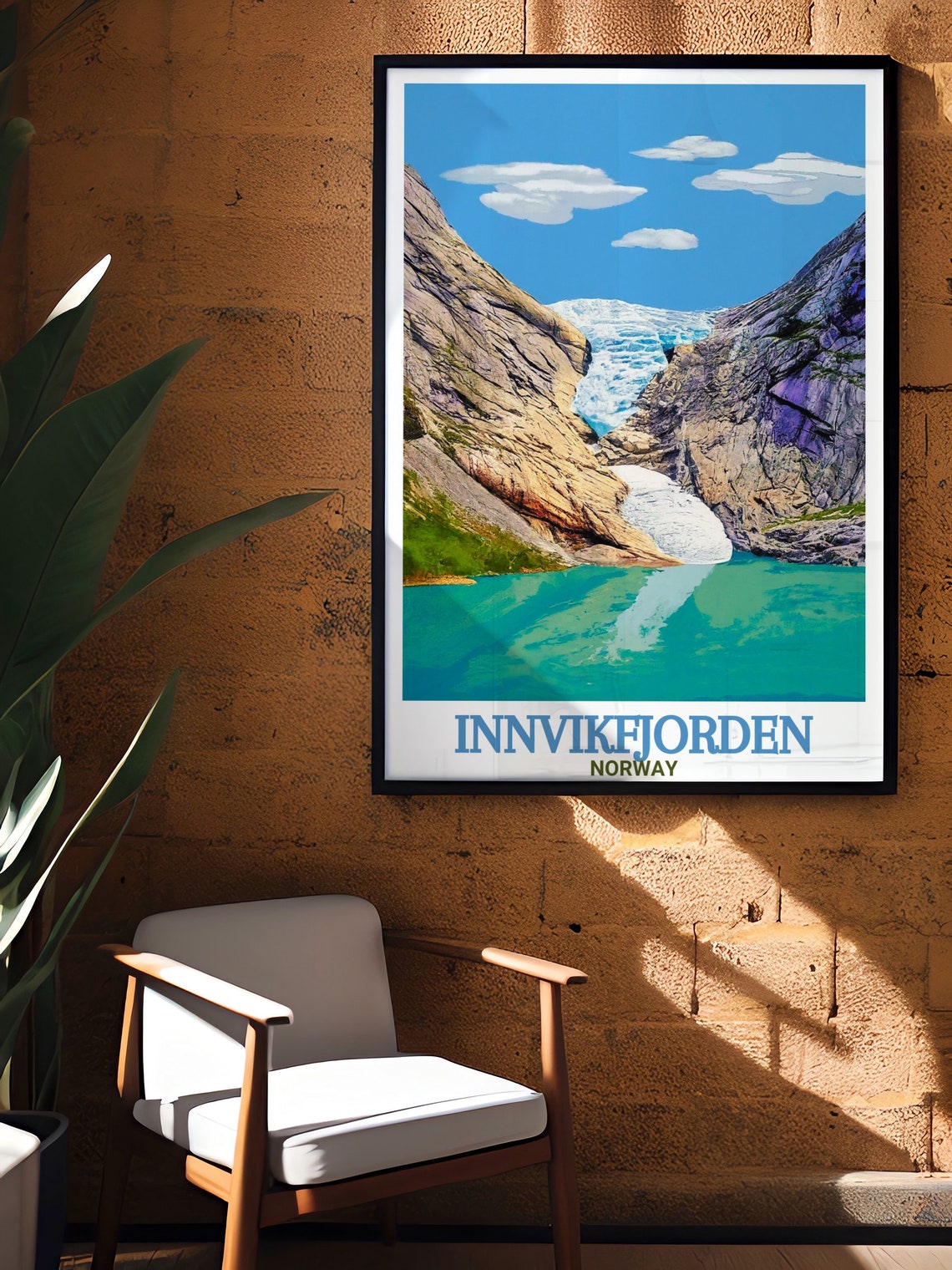 Innvikfjorden Norway Briksdalsbreen Glacier Turquoise Fjord Poster - Image 2