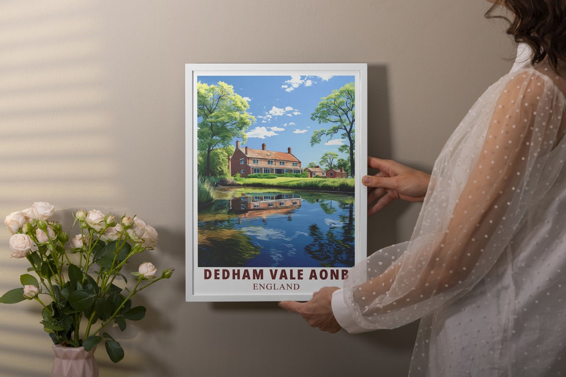 Dedham Vale AONB England Poster With Riverside Cottage Reflections - Image 3