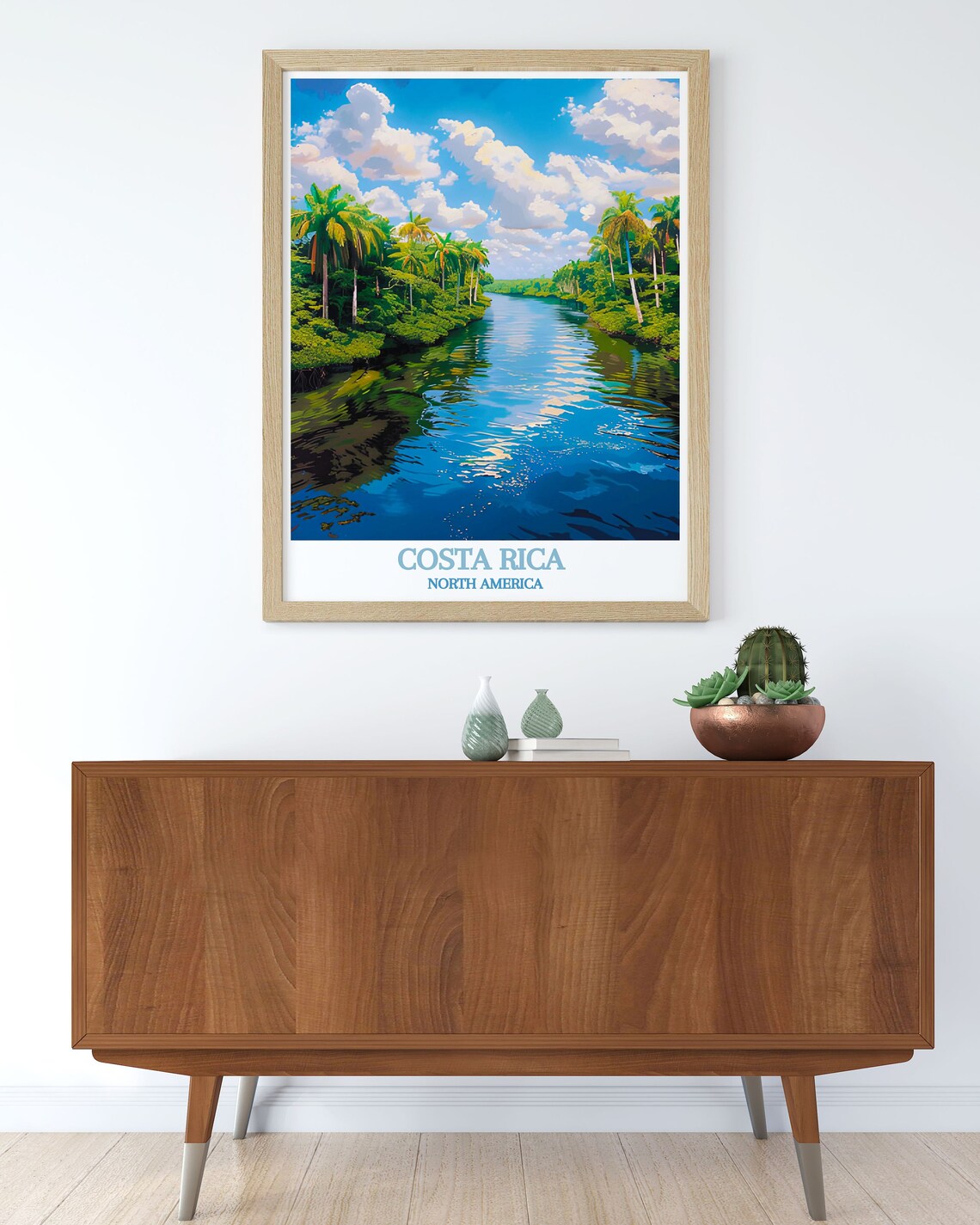 Costa Rica Rainforest River Palm Trees Jungle Travel Art Poster - Image 3