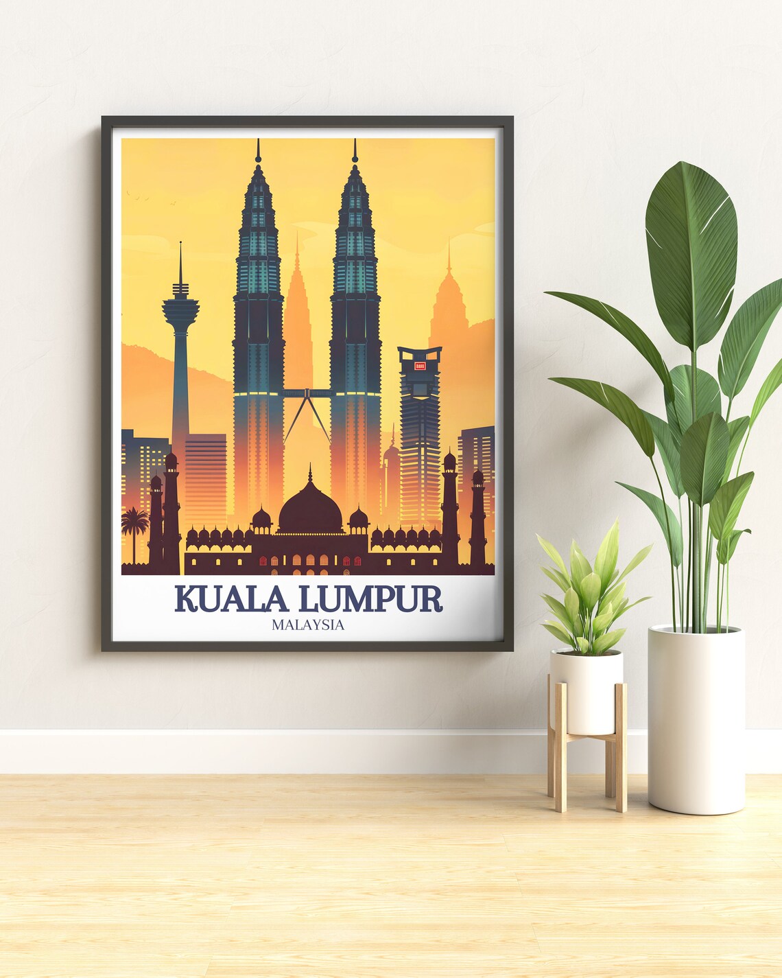 Kuala Lumpur Petronas Towers Sunset Skyline Malaysia Travel Poster - Image 3