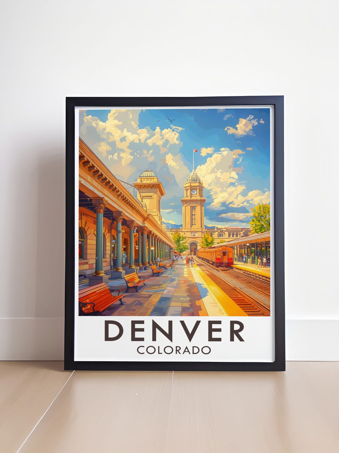 Denver Colorado Union Station Clock Tower Train Travel Poster - Image 4