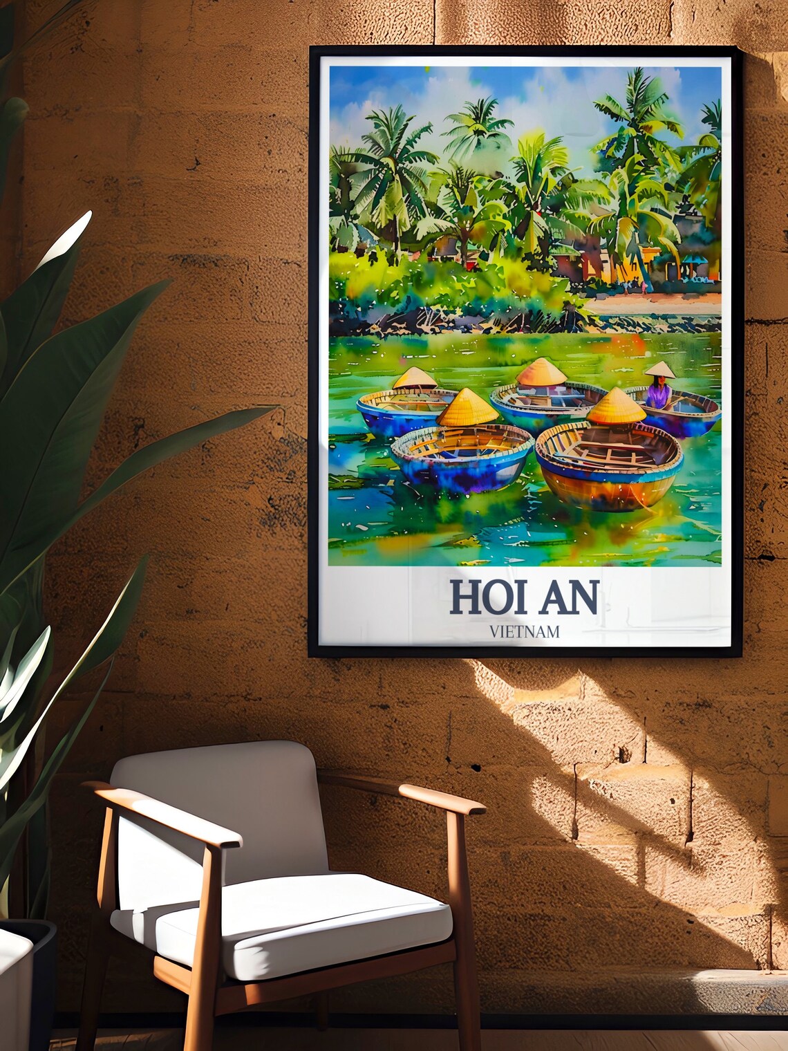 Hoi An Basket Boats Vietnam Palm River Round Boat Travel Poster - Image 2