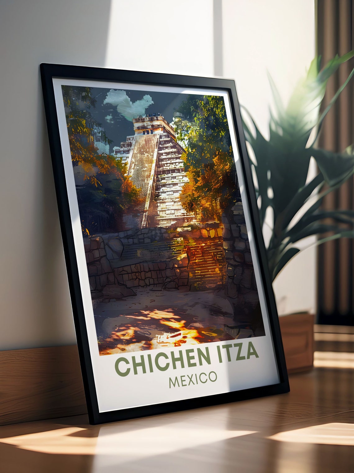 Chichen Itza Mayan Pyramid at Dusk Torchlit Ruins Travel Poster - Image 3