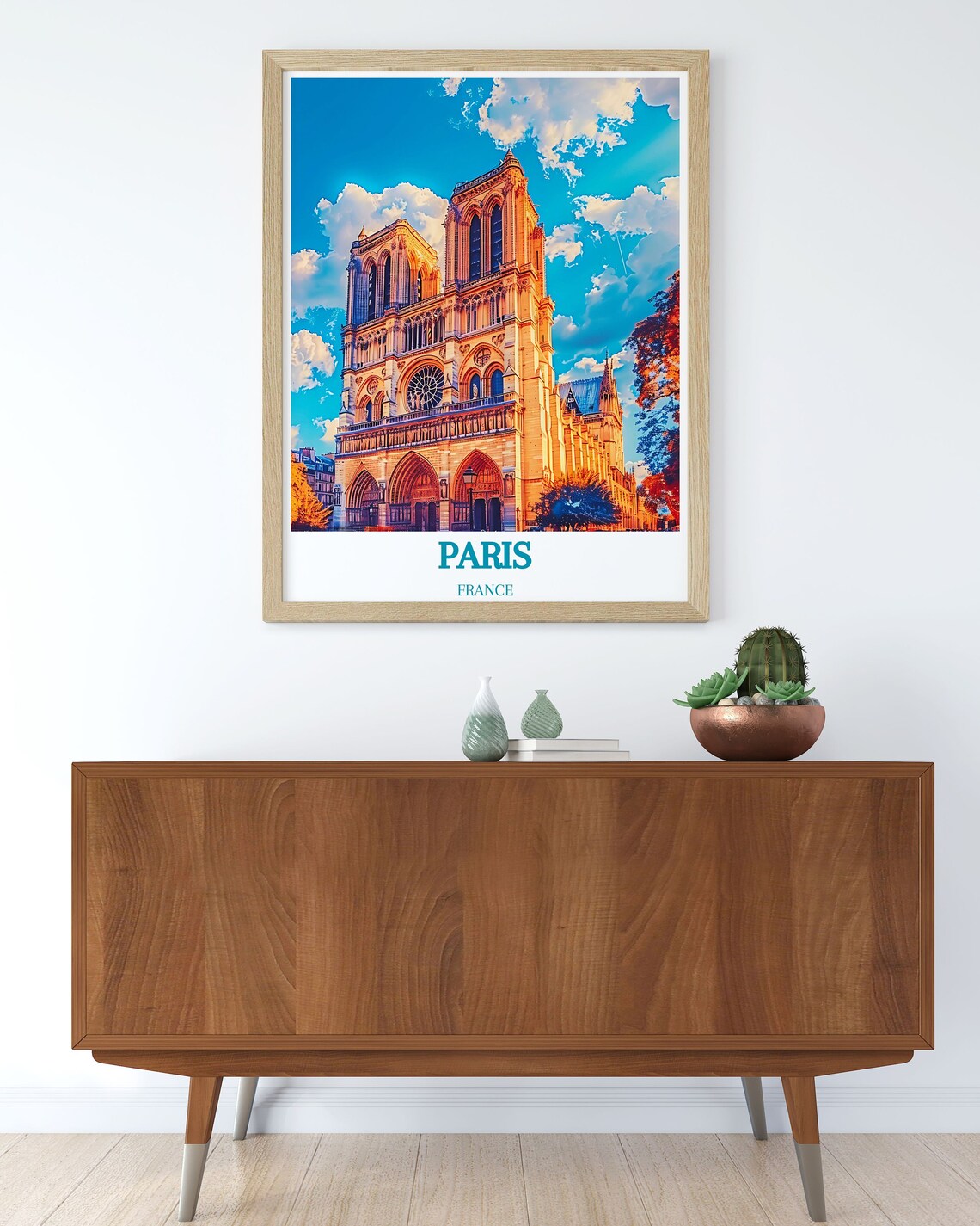 Notre Dame Cathedral Paris Golden Sunset Gothic Landmark Travel Poster - Image 2