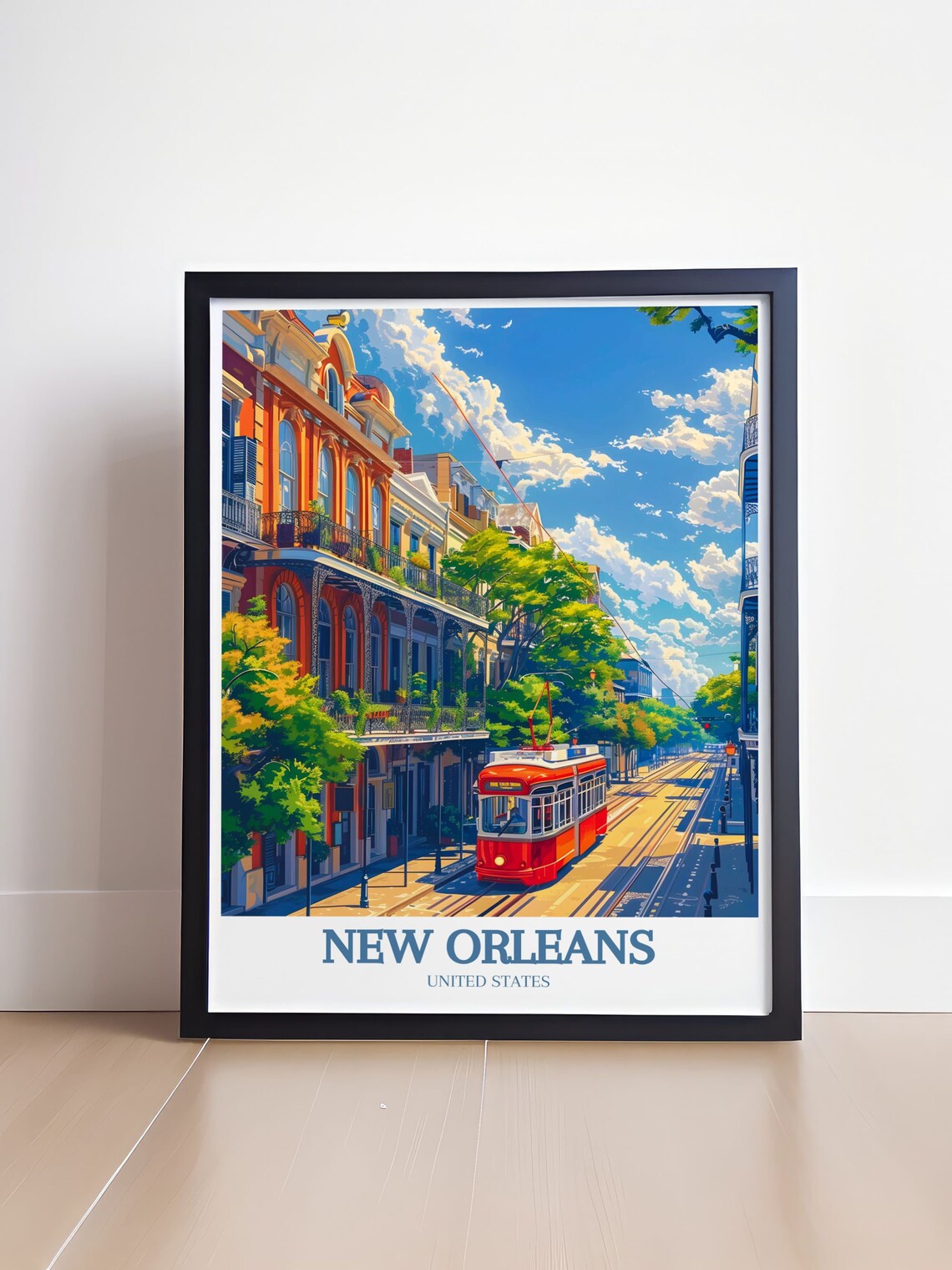 New Orleans United States Travel Poster Red Streetcar City Street - Image 4