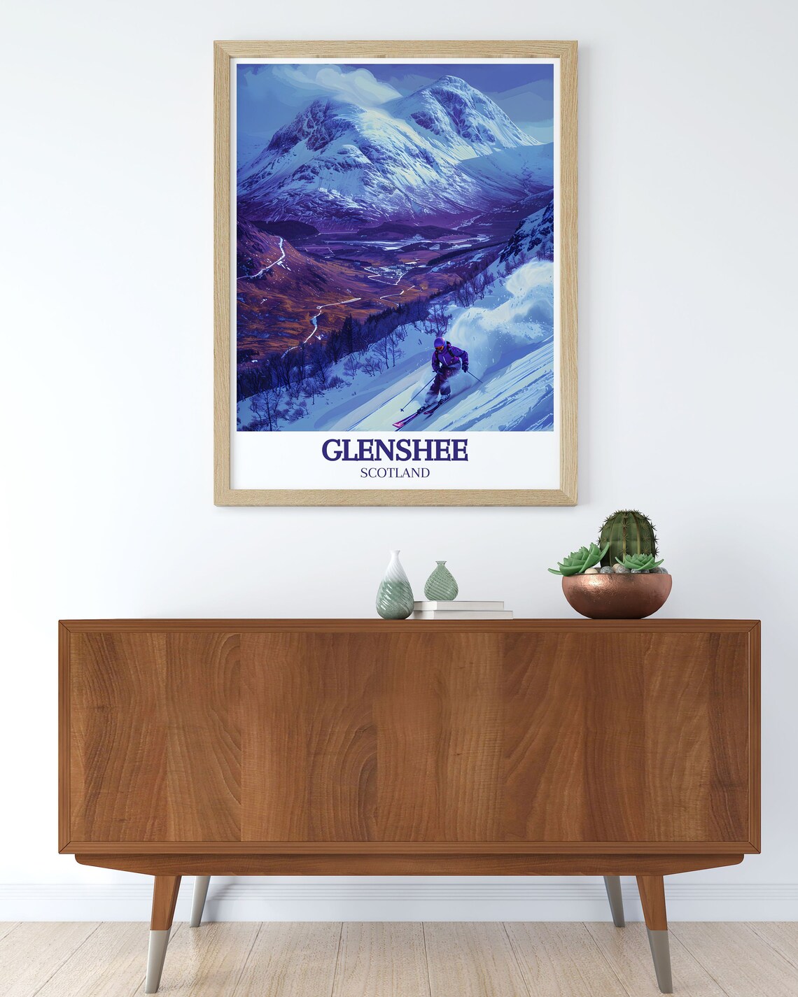 Glenshee Scotland Skier Descending Powdery Slope Travel Poster - Image 2