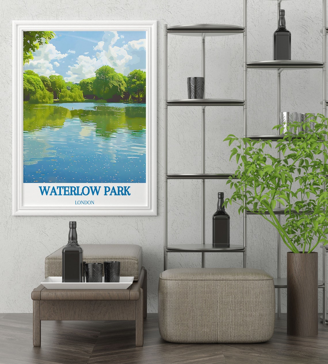 Waterlow Park Sunlit Lake Trees Reflection London Park Poster - Image 3