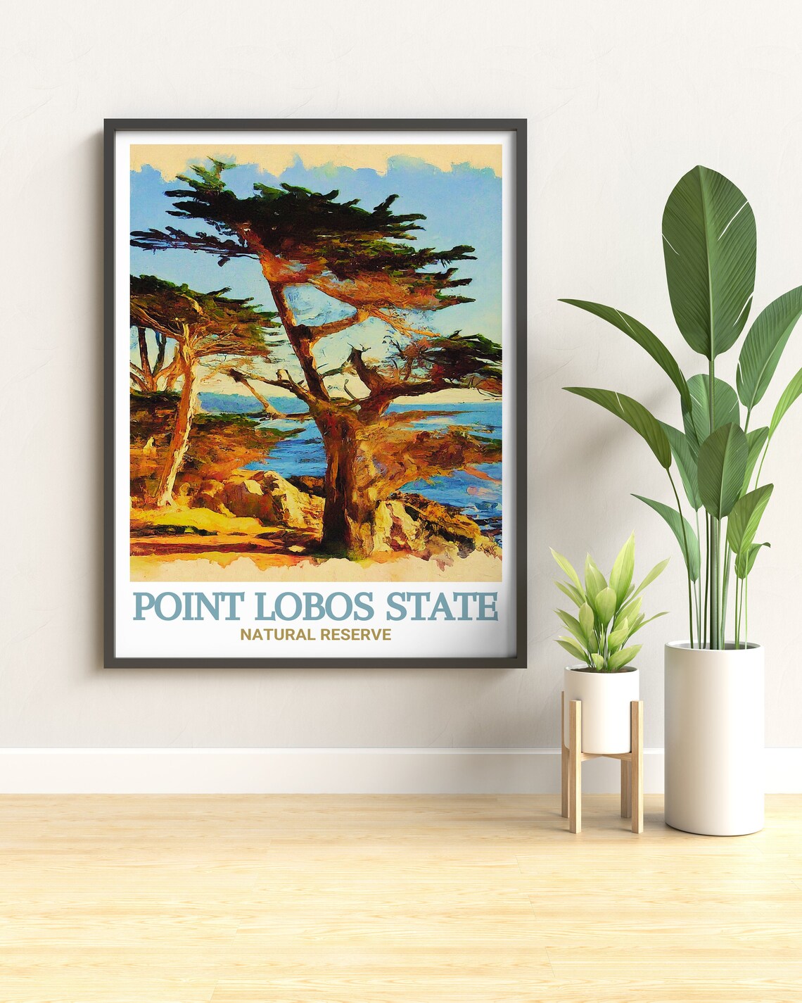 Point Lobos California Cypress Trees Rocky Coast Reserve Travel Poster - Image 3
