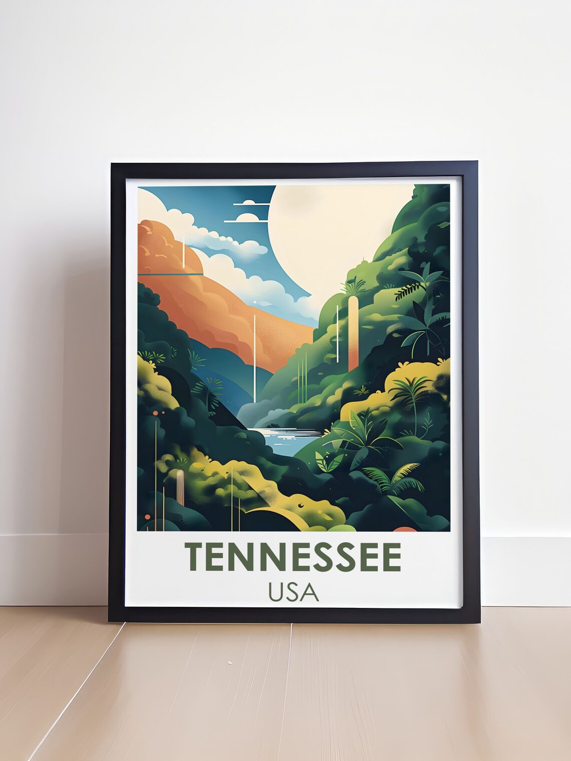Tennessee Smoky Mountains Valley Sunset Poster USA Nature Travel Art - Image 4