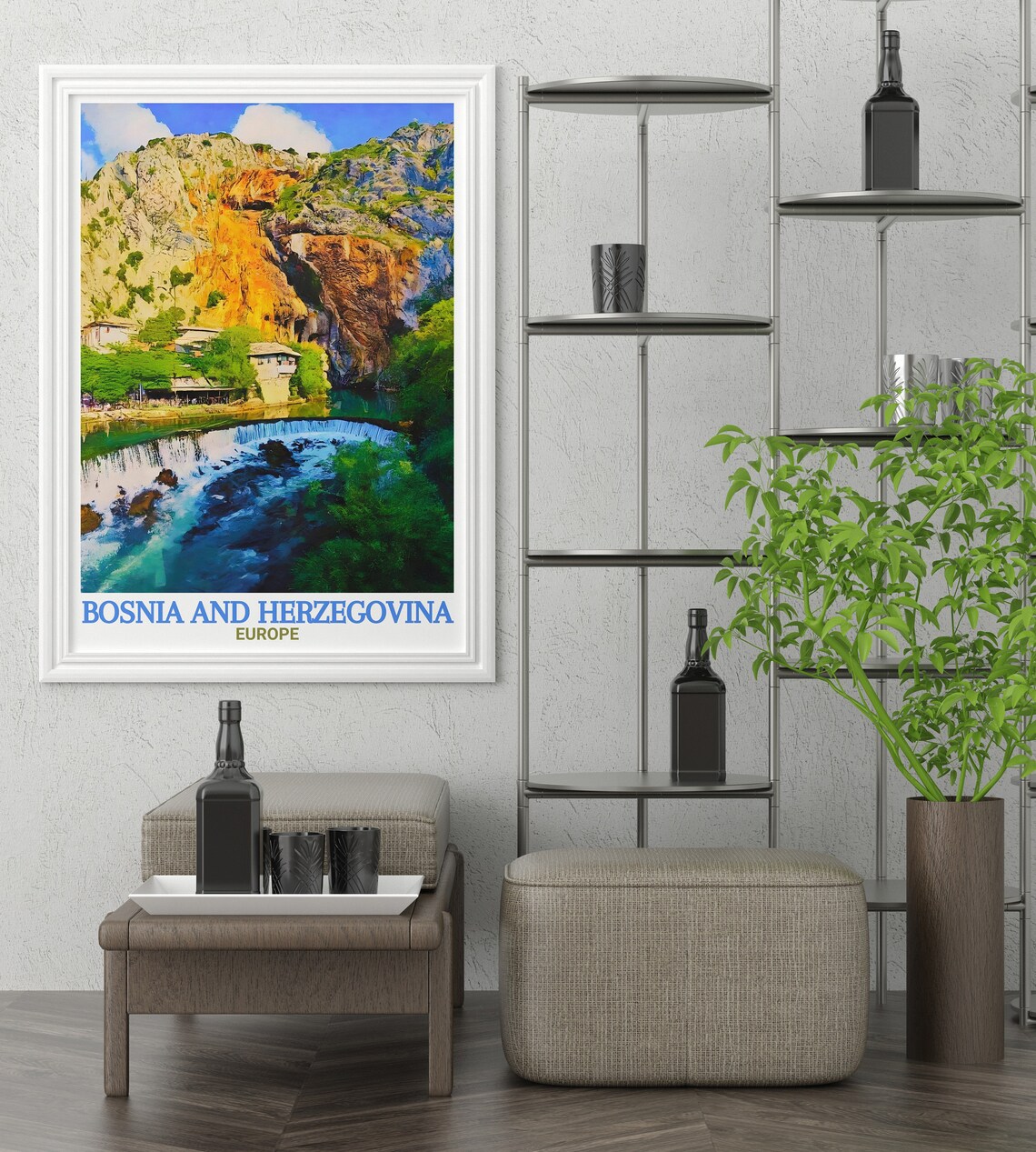 Bosnia And Herzegovina Blagaj Tekija Cliff Waterfall Falls Poster - Image 2
