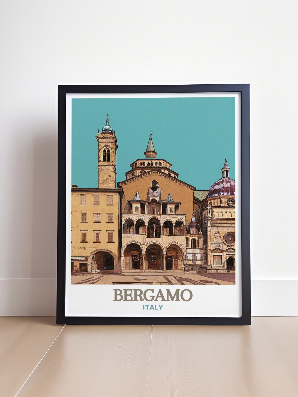 Bergamo Piazza Vecchia Basilica Church Italy Old City Poster - Image 4