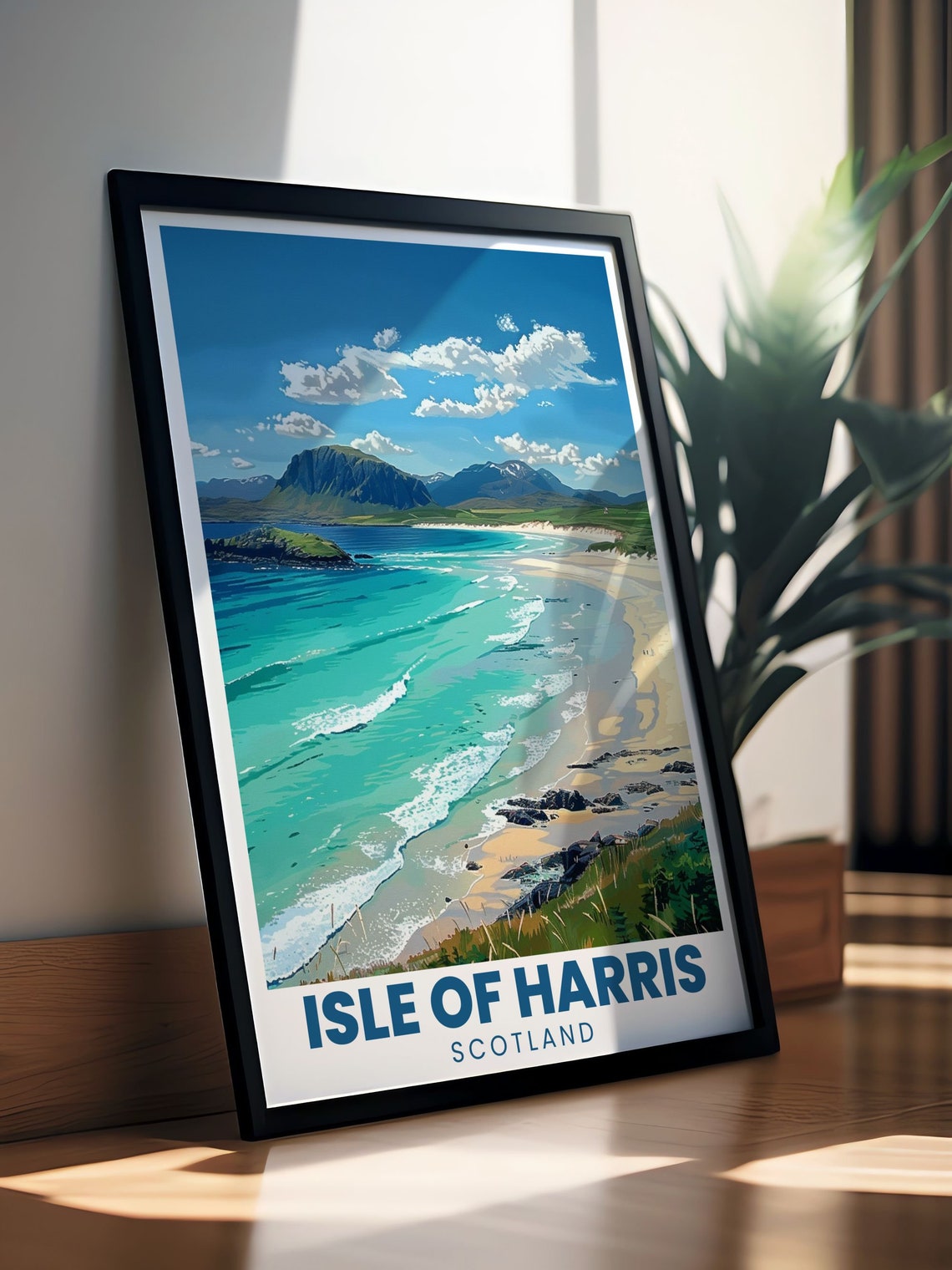 Luskentyre Beach Turquoise Bay Mountains Isle of Harris Poster - Image 2