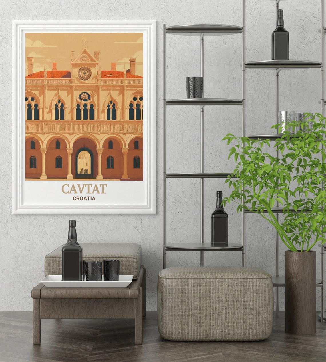 Cavtat Rector's Palace Facade Croatia Historic Travel Poster - Image 2