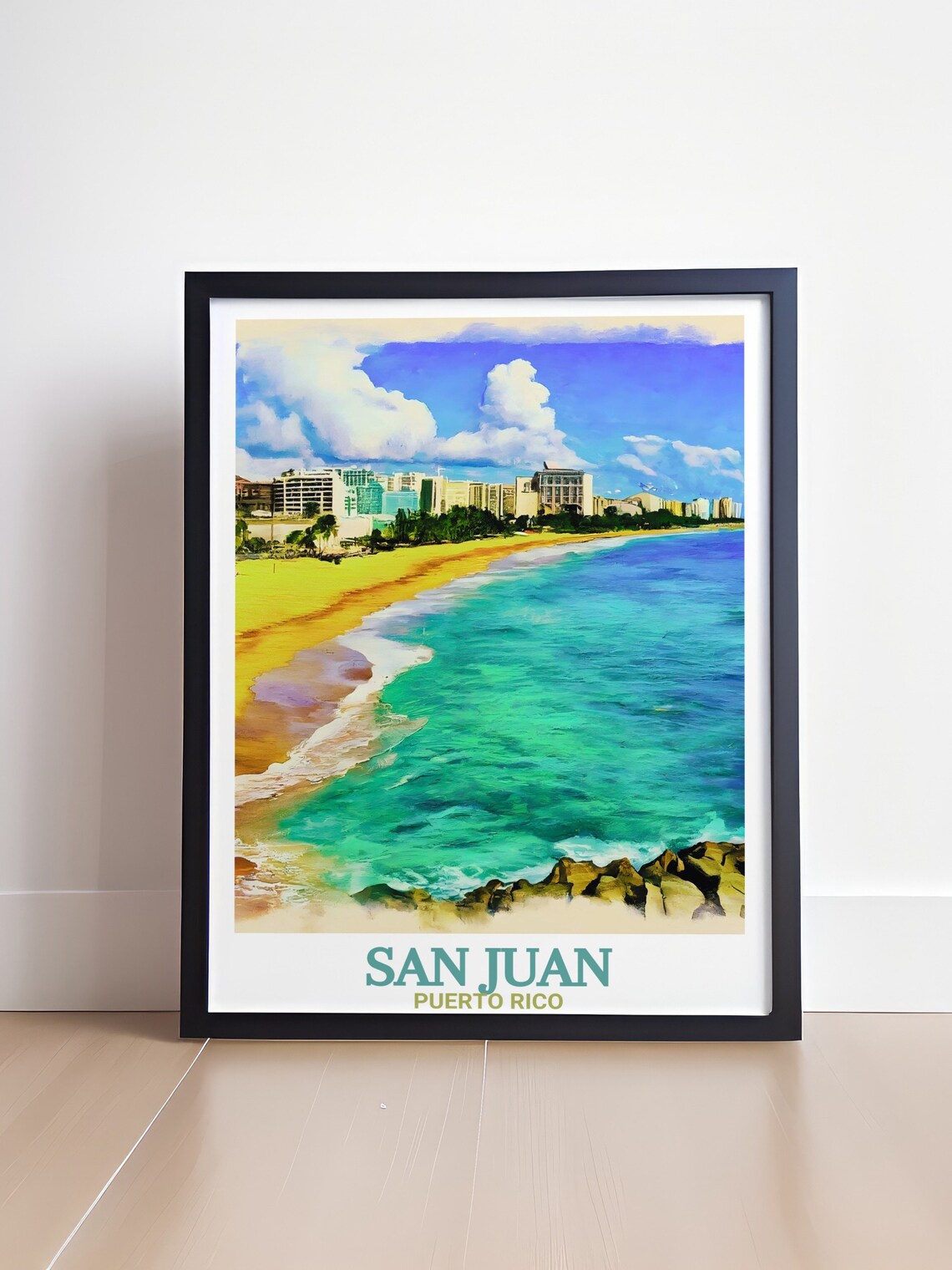 San Juan Puerto Rico Turquoise Beach Aerial Coast Travel Poster - Image 4