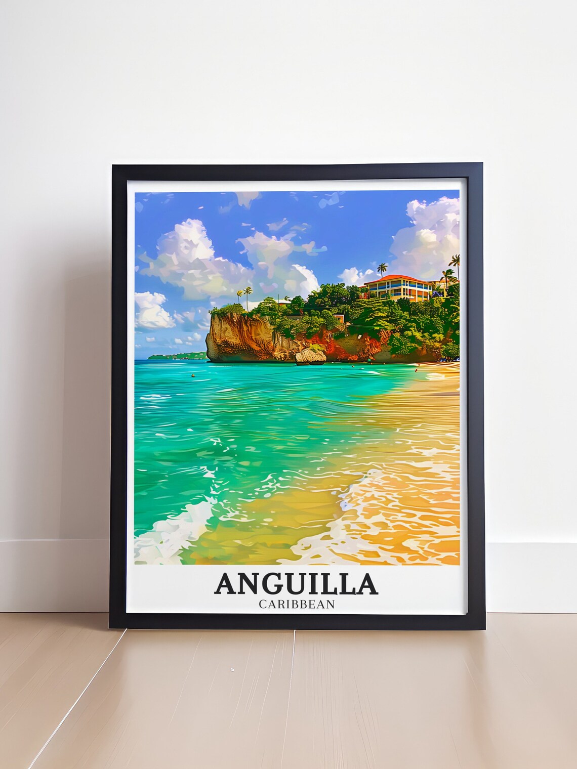 Anguilla Caribbean Beach Cliff Turquoise Water Travel Poster - Image 4