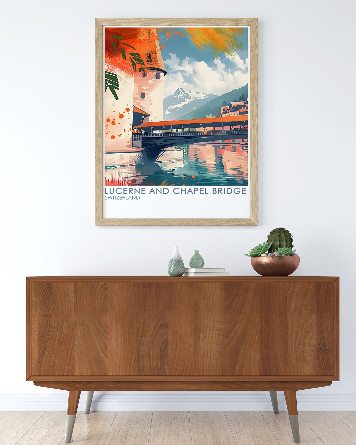 Lucerne Chapel Bridge Over The Reuss River Switzerland Poster - Image 3