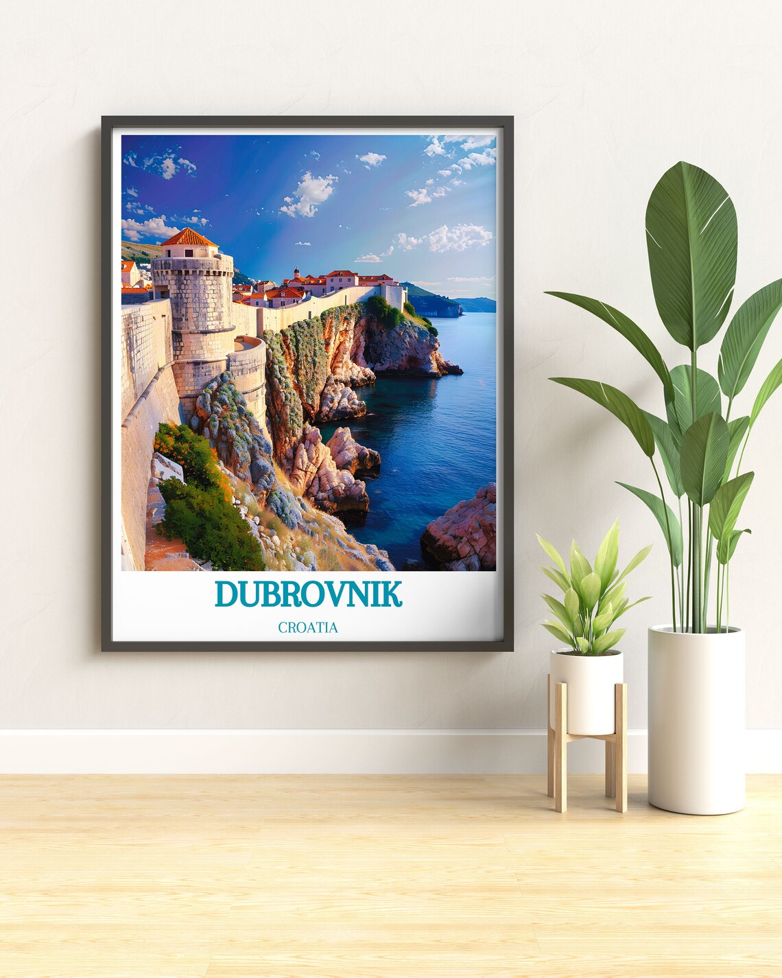 Dubrovnik Croatia Travel Poster Ancient City Walls Over The Sea - Image 2